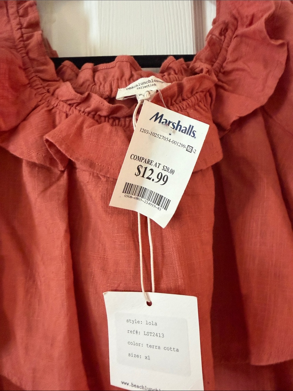 beachlunchlounge Rust Ruffle Off-Shoulder Blouse - Picture 3 of 6